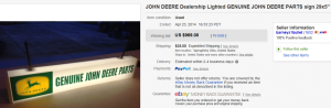 John Deere Dealership Lighted Genuine John Deere Parts Sign