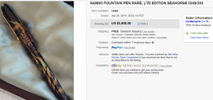 5. Most Expensive Pen Sold for $3,000. on eBay