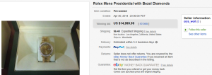 5. Top Rolex Sold for $14,999.99. on eBay