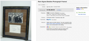 5. Most Expensive Memorabilia Sold for $6,400. on eBay