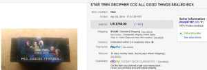 . Top Star Trek Sold for $750. on eBay