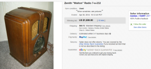5. Top Radio Sold for $1,500. on eBay