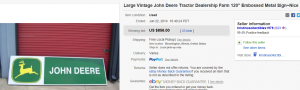 John Deere Tractor Dealership Farm Embossed Metal Sign