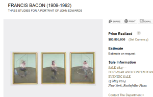 1. Three Studies for a Portrait of John Edwards by Francis Bacon Sold for $80,805,000.