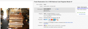 1. Top Cash Register Sold for $1,650. on eBay