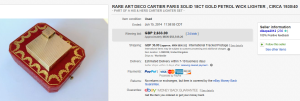 1. Most Expensive Lighter Sold for $4,423.05. on eBay