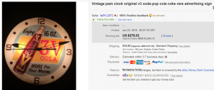 Enjoy 16 Oz. 3-V Cola More for Ypur Money Coca Cola Clock