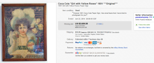 2. Top Coca Cola Sold for $2,639. on eBay