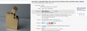 2. Most Expensive Lighter Sold for $4,367.61. on eBay