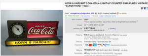 Horn & Hardart Coca-Cola Light-Up Counter Sign Clock