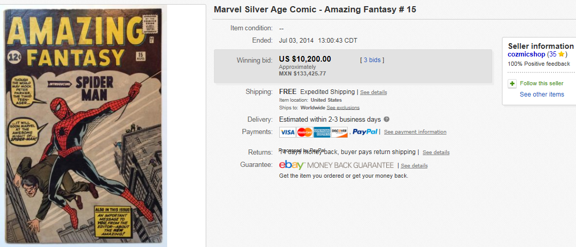 Image result for amazing fantasy 15 ebay