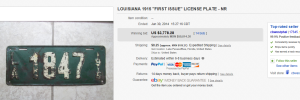 3. Most Expensive License Plate Sold for $3,778.28. on eBay