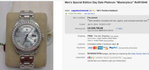 3. Top Rolex Sold for $39,750. on eBay