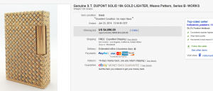 4. Most Expensive Lighter Sold for $4,096. on eBay