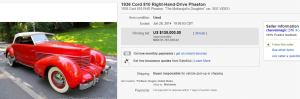5. Top Car Sold for $135,000. on eBay