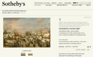  A Panoramic Winter Landscape With A Multitude Of Figures On A Frozen River Sold for $8,587,496.