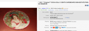1. Top Coca Cola Sold for $3,226.77. on eBay