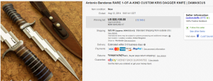 1. Most Expensive Knife Sold for $20,100. on eBay