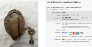 2. Most Expensive Locks Sold for $482.55. on eBay