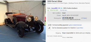 2. Top Car Sold for $126,300. on eBay