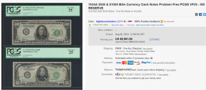 2. Top Currency Sold for $2,961. on eBay