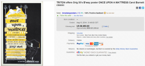2. Most Expensive Memorabilia Sold for $6,950. on eBay