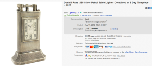 2. Most Expensive Lighter Sold for $7,109. on eBay