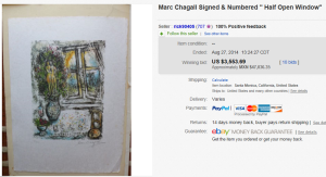 2. Most Expensive Lithograph Sold for $3,553.69. on eBay