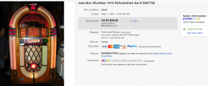 2. Most Expensive Juke Boxe Sold for $7,000. on eBay