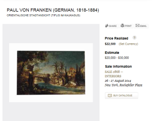 Orientalische Stadtansicht by Paul von Franken Sold for $22,500.