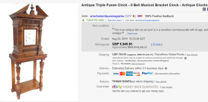 2. Top Clock Sold for $11,433.05. on eBay