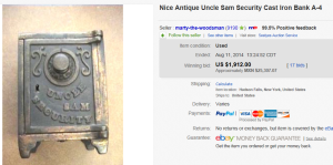 2. Most Expensive Mechanical Bank Sold for $1,912. on eBay