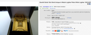 3. Most Expensive Lighter Sold for $6,656.15. on eBay