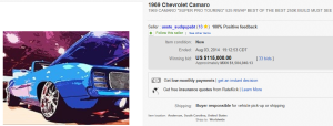 3. Top Car Sold for $115,000. on eBay