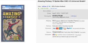 3. Top Comic Book Sold for $12,775. on eBay