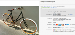 3. Top Bicycle Sold for $3,000. on eBay