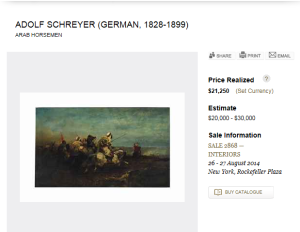 Arab Horsemen by Adolf Schreyer Sold for $21,250.
