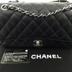Brand New Chanel Black Caviar Leather Classic Flap Medium Chain Shoulder Bag