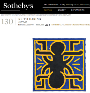 Painting by Keith Haring Sold for $ 2,741,000