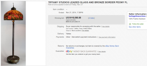 1. Most Expensive Lamp Sold for $110,000. on eBay