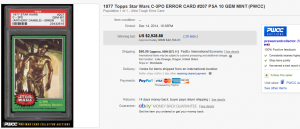 2. Top Star War Sold for $2,938.88. on eBay