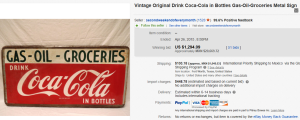 Drink Coca-Cola in Bottles Gas-Oil-Groceries Metal Sign