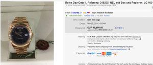 3. Top Rolex Sold for $21,147.93. on eBay