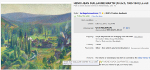 1. Top Art (Painting) Sold for $400,000. on eBay