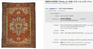 1. Top Rug & Blanket Sold for $13,500. on eBay