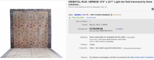 1. Top Rug & Blanket Sold for $6,500. on eBay