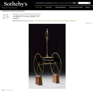 Chariot by Alberto Giacometti Sold for $100,965,000