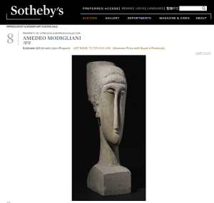 Téte Amedeo Modigliani Sold for $70,725,000