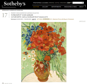 Nature Morte, Vase Aux Marguerites Et Coquelicots by Vincent van Gogh Sold for $ 61,765,000