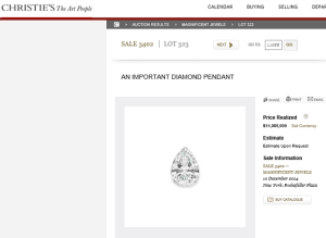 Important Diamond Pendant Sold for $11,085,000